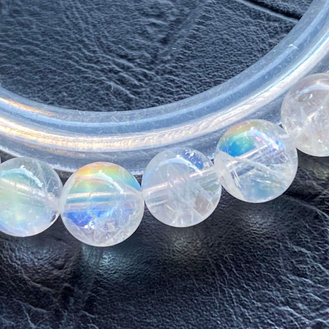 発色良好❣️マダガスカル産レインボームーンストーン7.0-7.3mmブレスレット