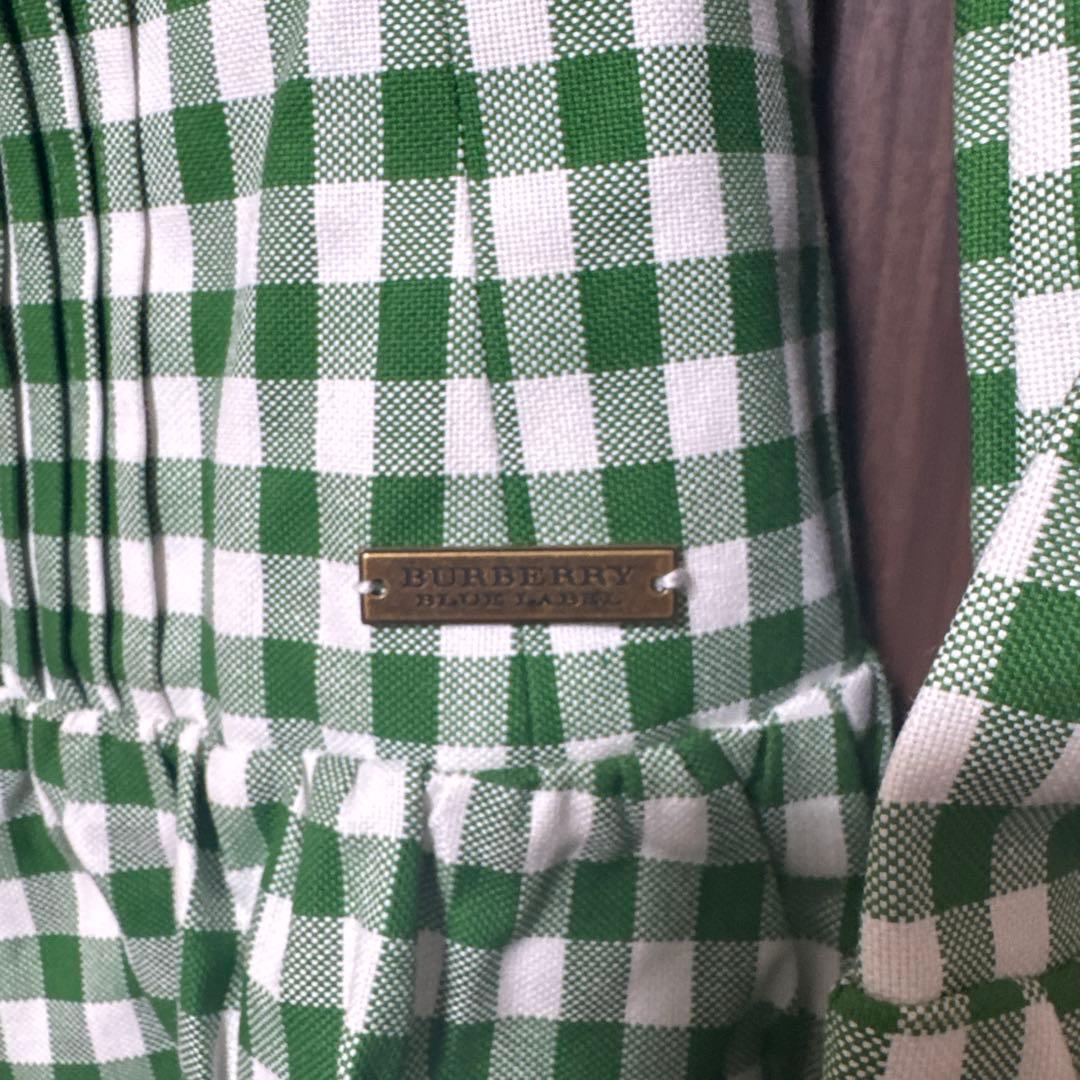 BURBERRY 緑と白のチェック ワンピース