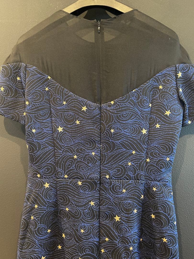 ESCADA エスカーダ シースルー切替 総刺しゅう ドレス ワンピース