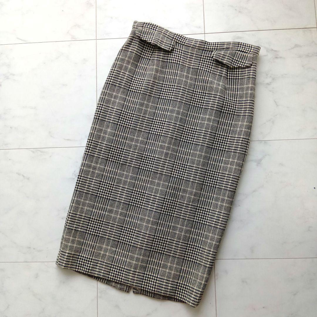 【美品】PRADA チェック柄 ロングタイトスカート　カシミヤ混　40