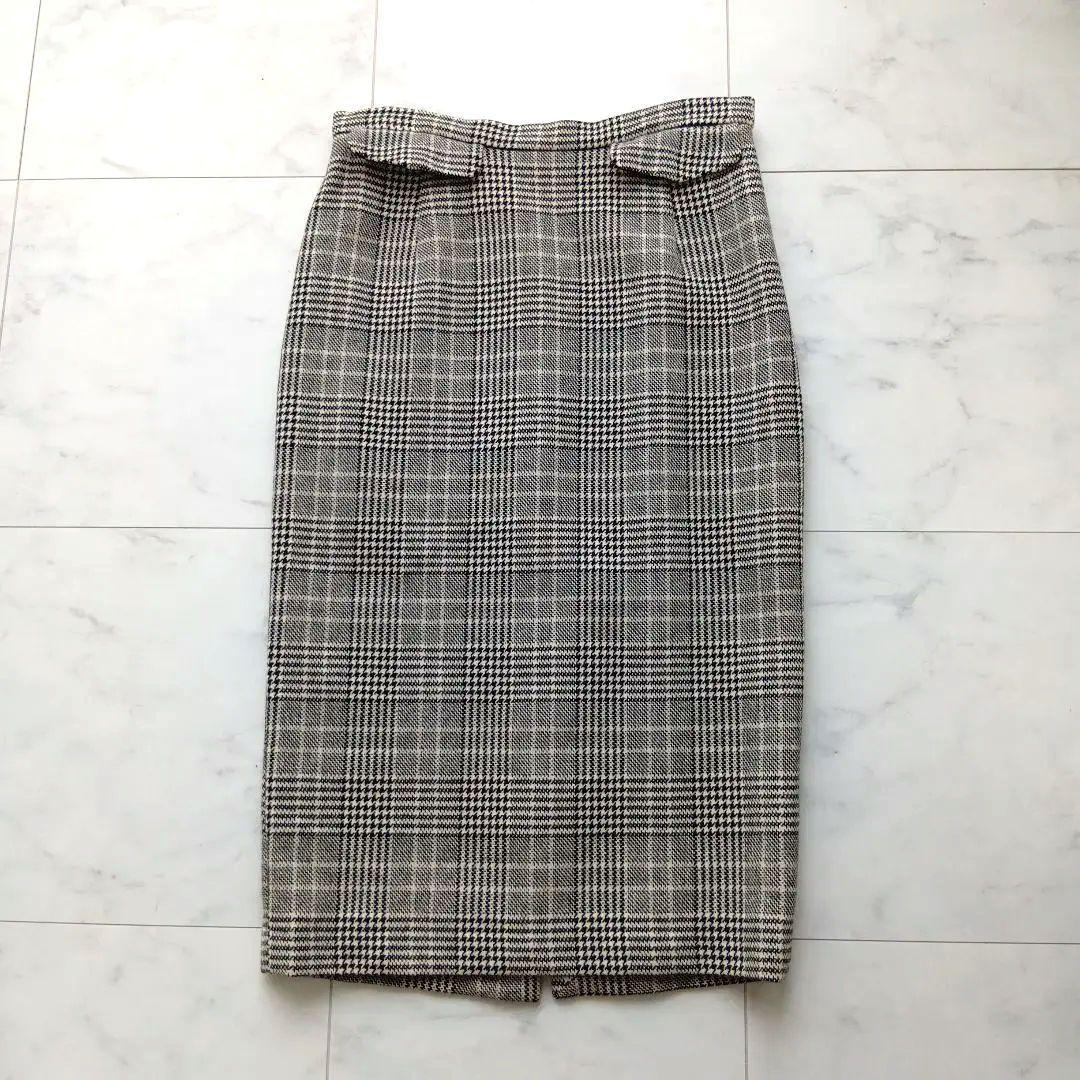 【美品】PRADA チェック柄 ロングタイトスカート　カシミヤ混　40