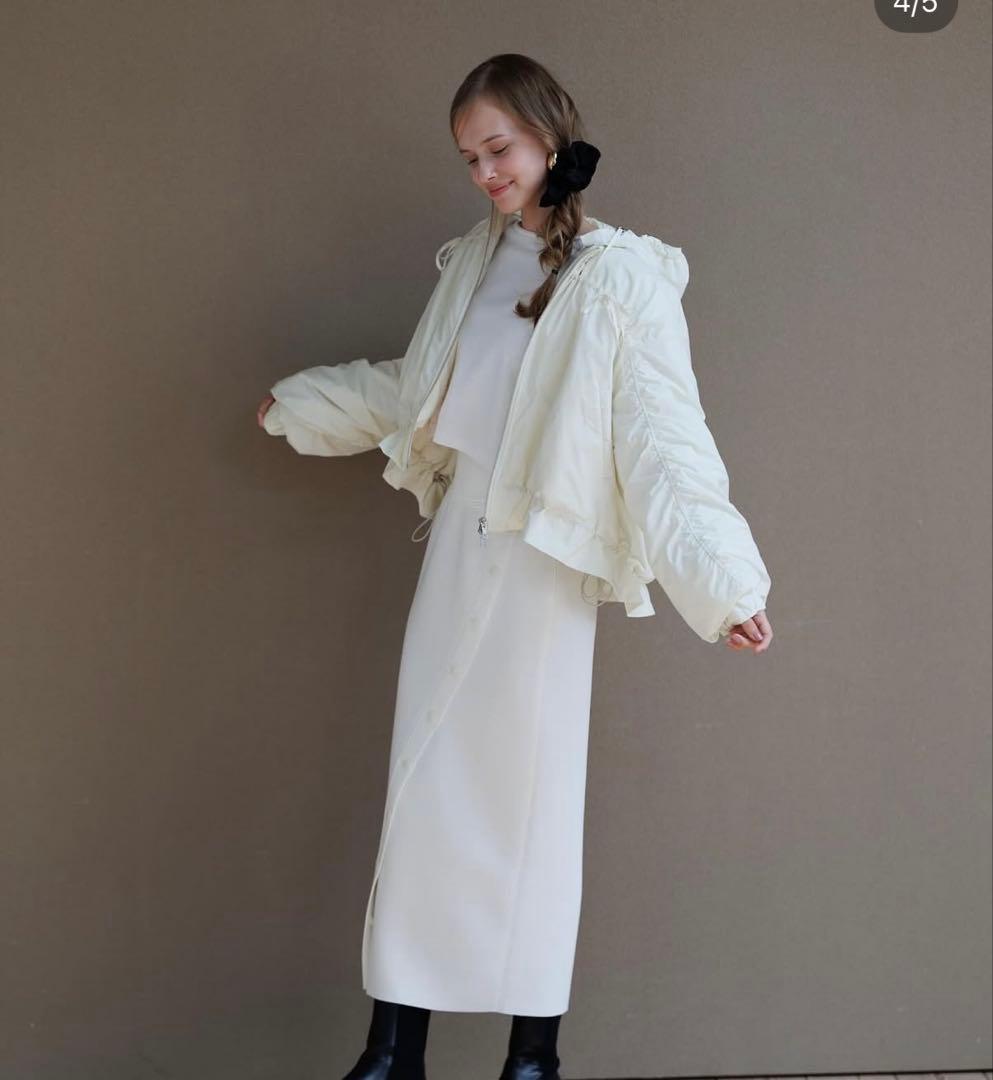 poisポワ button line skirt ホワイト Ｓ