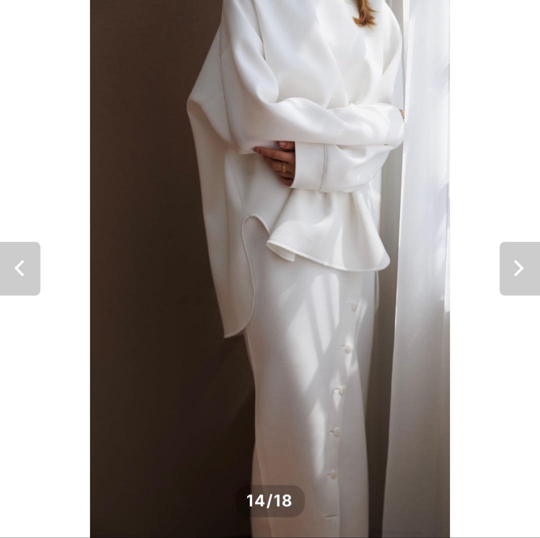 poisポワ button line skirt ホワイト Ｓ