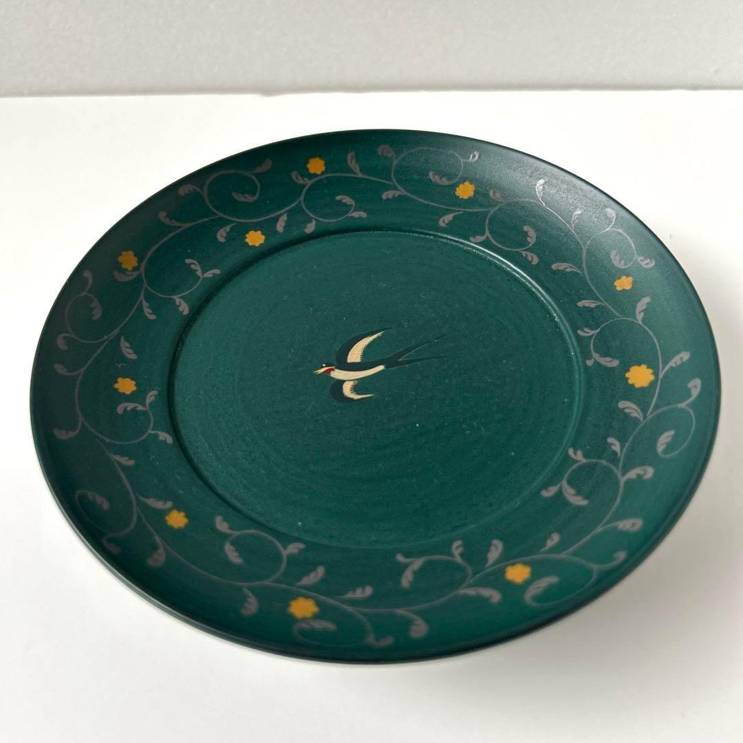 やのさちこさん　漆器高台平皿　ツバメ絵柄　未使用　1個