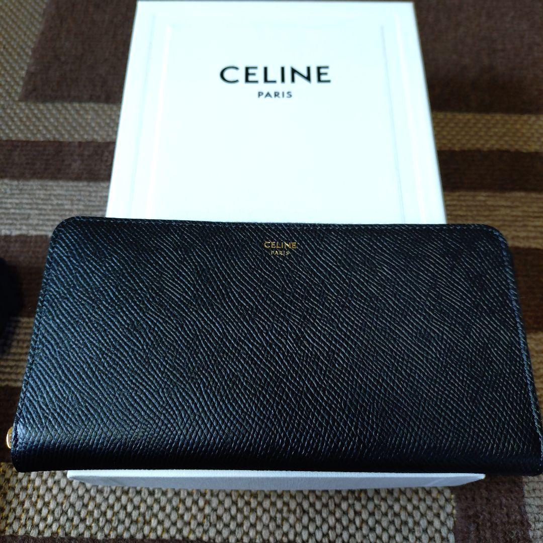 CELINE ラージ ジップドウォレット / グレインドカーフスキン 美品