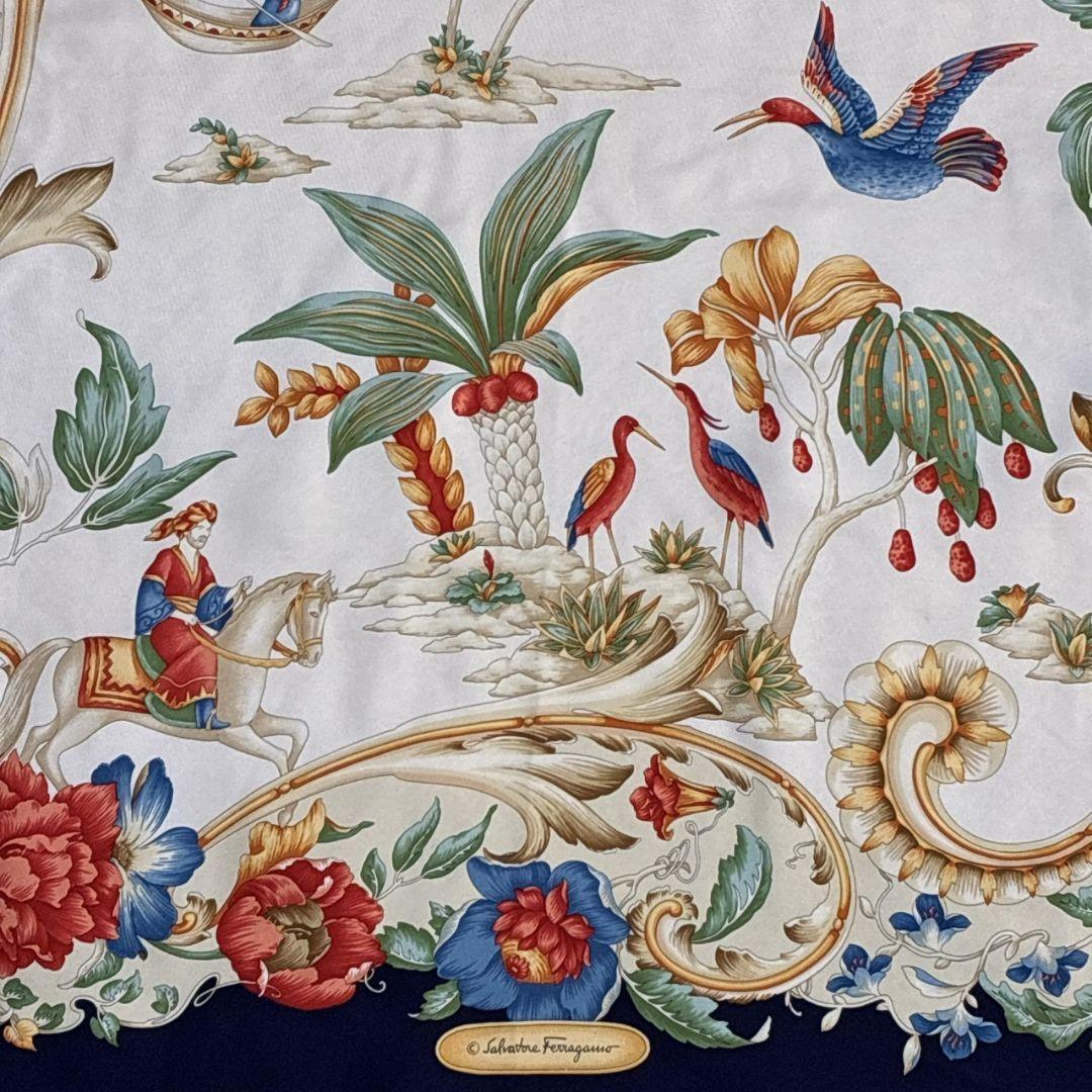 極美品✨サルヴァトーレフェラガモ シルク 大判スカーフ ストール イタリア 花柄