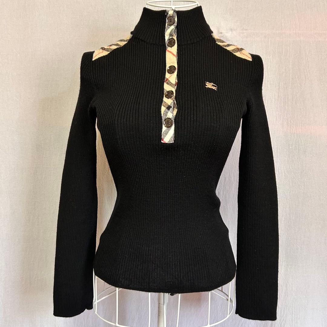 美品 バーバリーブルーレーベル ニット セーター ハイネック ノバ