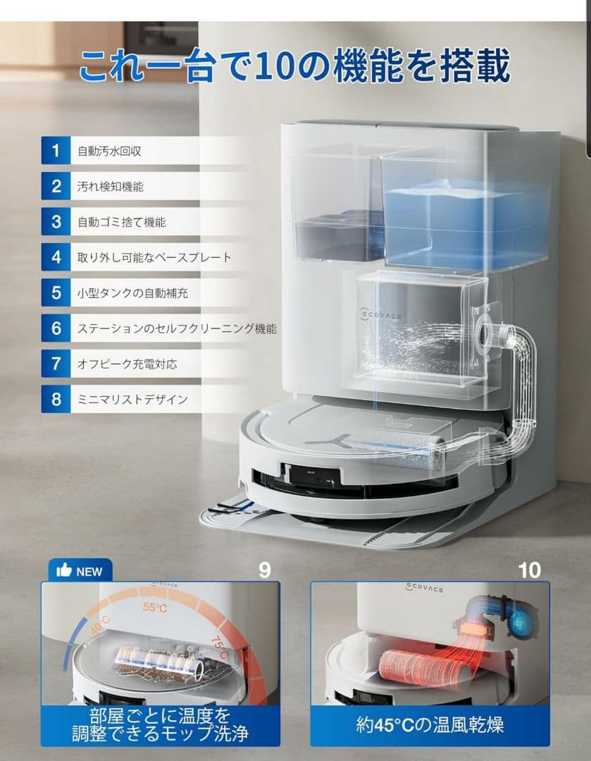 中古品使用感ありECOVACS DEEBOT T80 OMNI ロボット掃除機