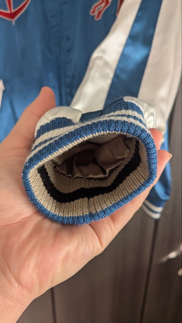 STRICT-G スタジャン 青/ベージュ刺繍入り ガンダム