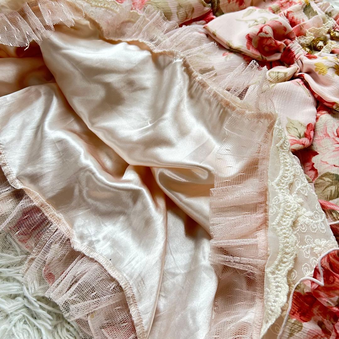 リズリサ 花柄 ピンクリボン フリル レース キャミソール y2k 平成