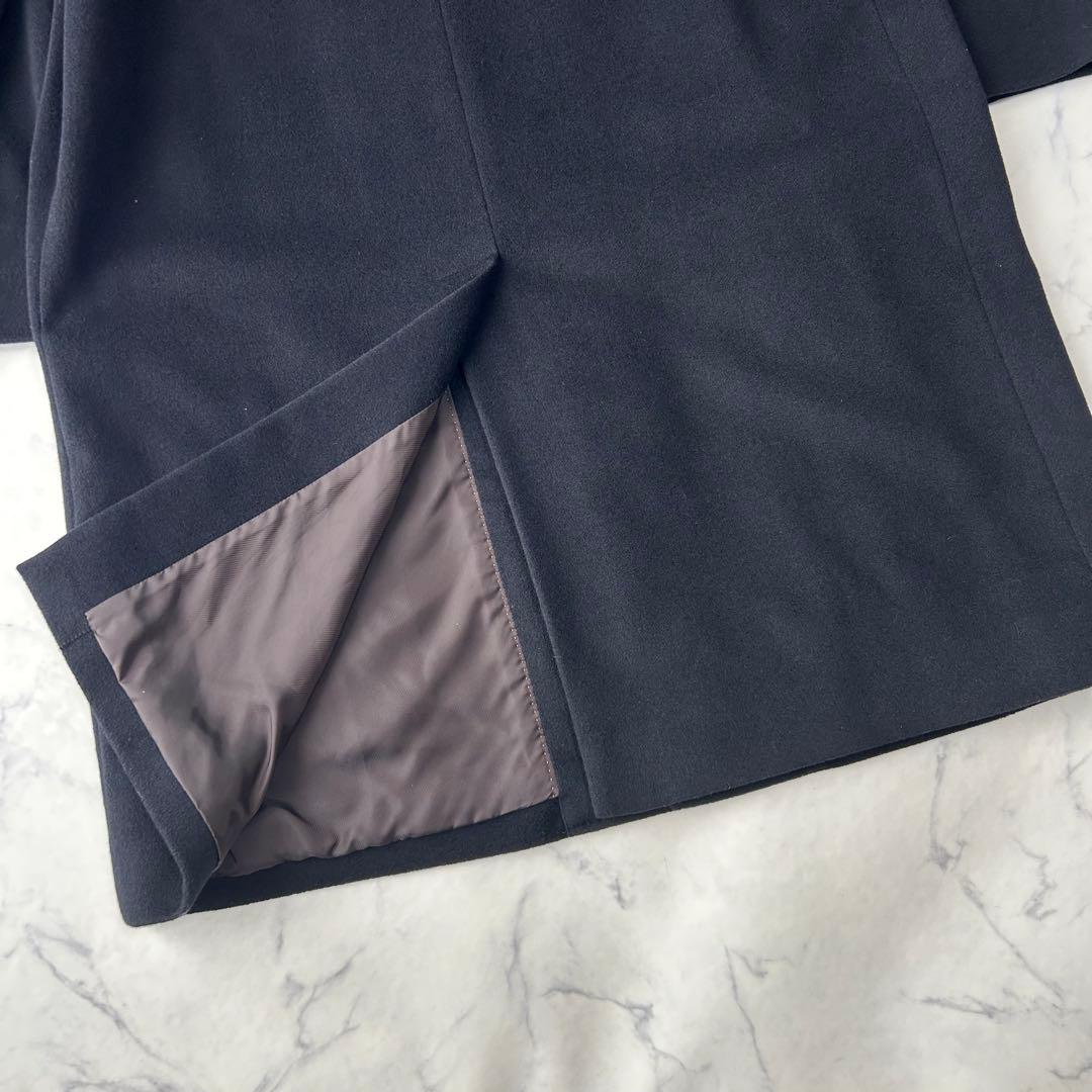 極美品✨　ピュアカシミヤ100%　サンヨーコート　ステンカラーコート　比翼　黒