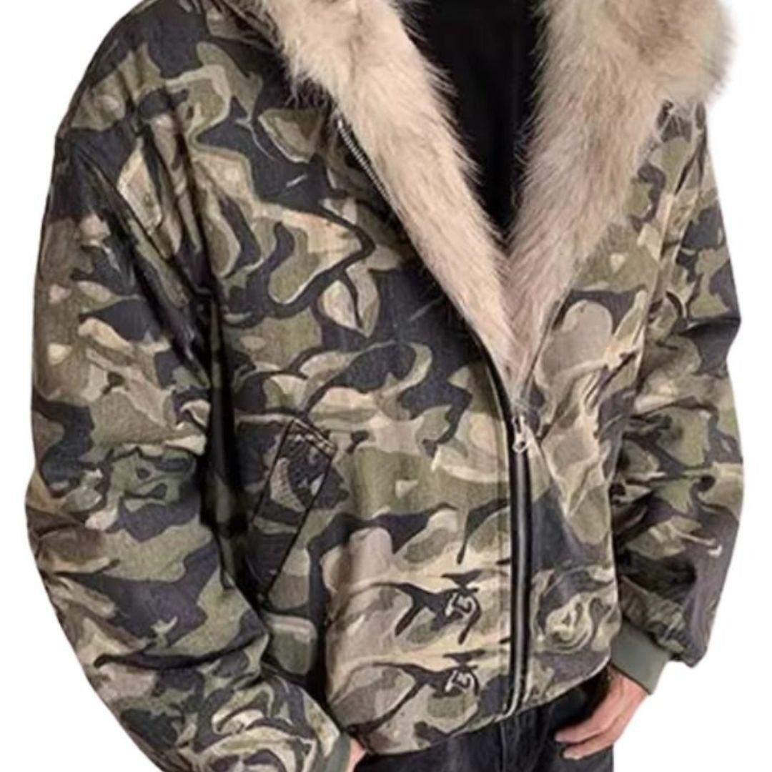 Lサイズ 迷彩柄 ファー付きフードミリタリージャケット Lサイズ - メルカリ