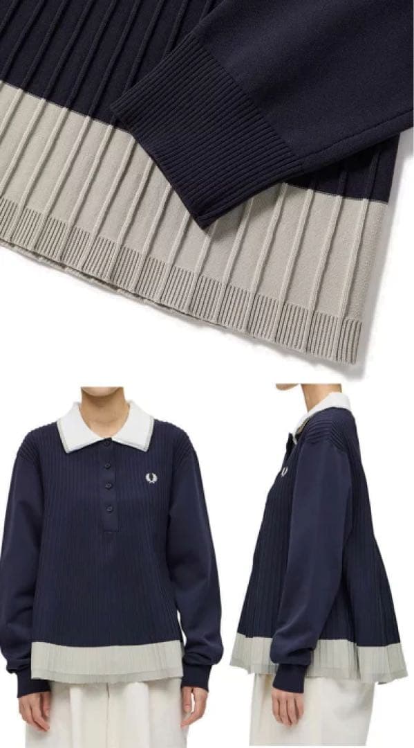 美品］FRED PERRY フレッドペリー F7246 ポロシャツ プリーツ