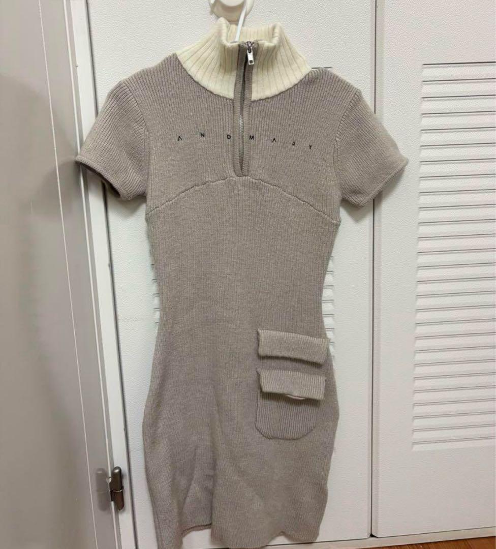 andmarry Leila knit mini dress ベージュ