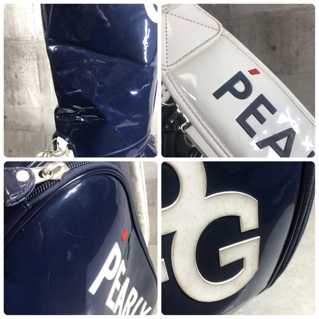 パーリーゲイツ　キャディバッグ　ゴルフ　ネイビー　エナメル生地　5分割　カート式