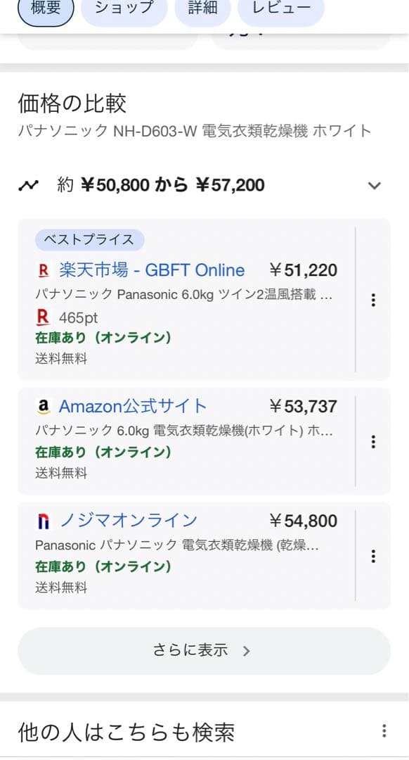 パナソニック　衣類乾燥機　NH-D603 6kg　送料無料　ジャンク品