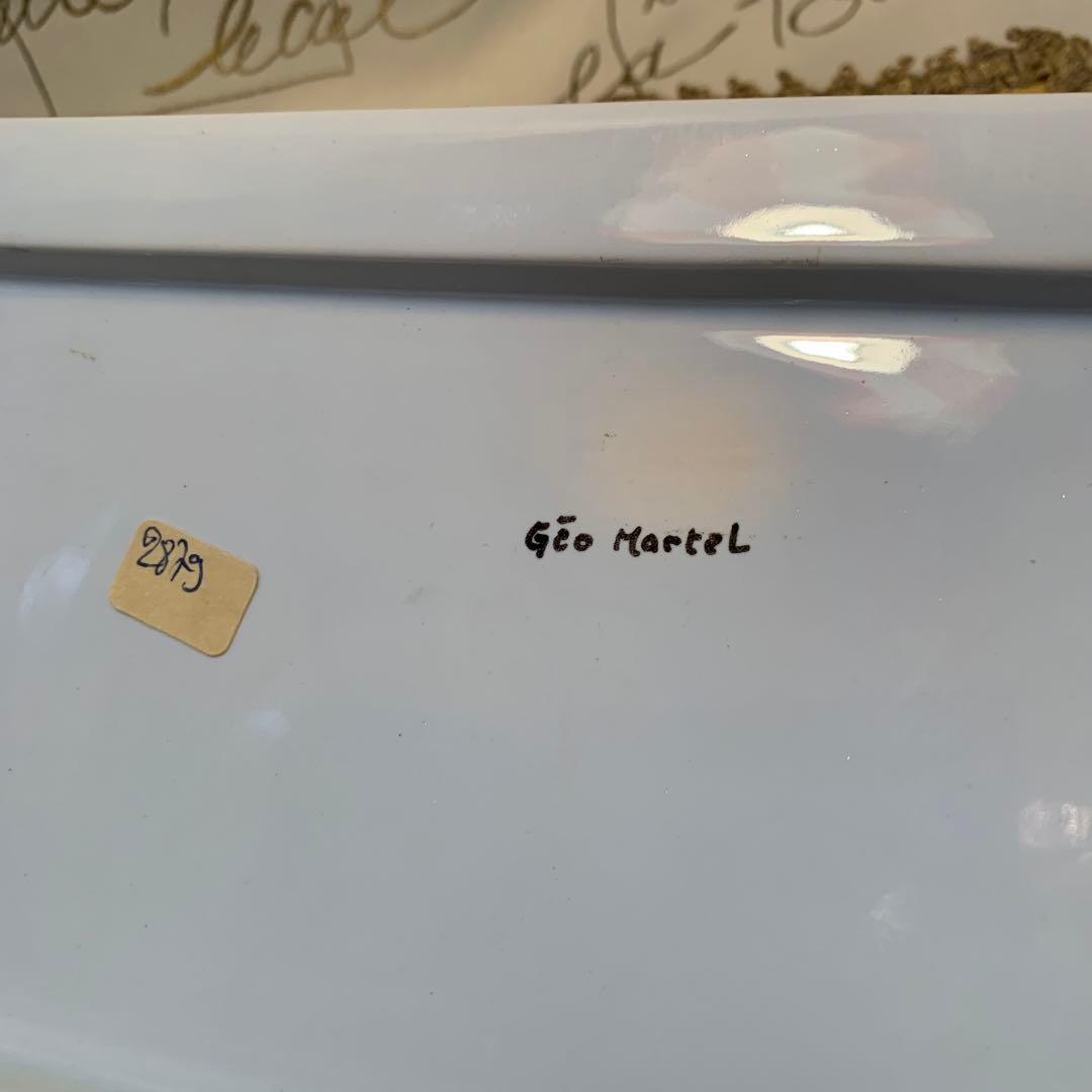 フランス製　破格！ビンテージのルーアン窯のローソク立て付きインク壺プレート！