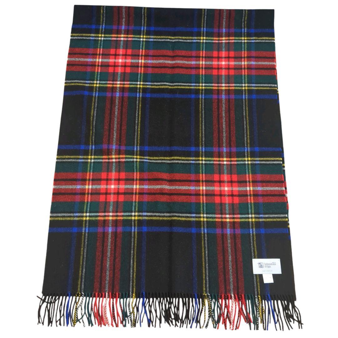 【美品/国内正規品】ジョンストンズ 現行タグ 大判ストール ブラックスチュワート