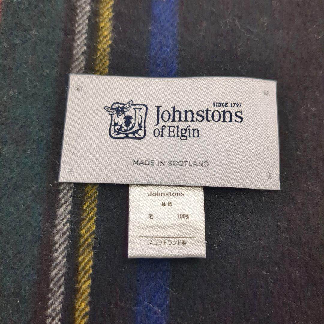 【美品/国内正規品】ジョンストンズ 現行タグ 大判ストール ブラックスチュワート