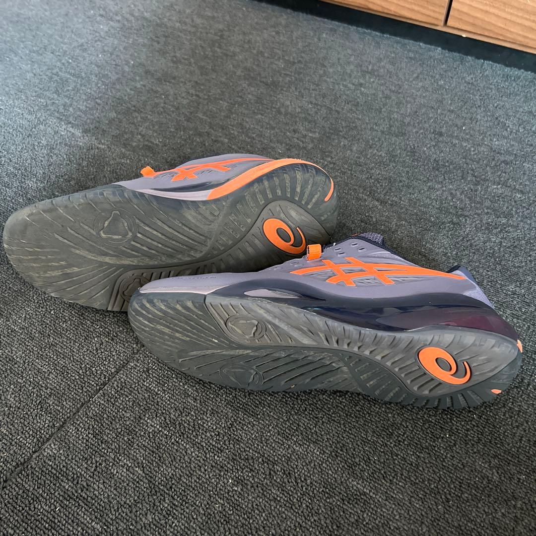ASICS テニスシューズ グレー/オレンジ