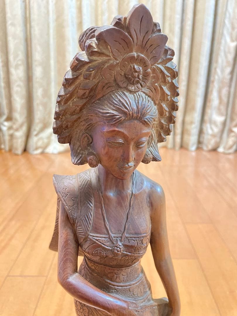木彫りアート② バリ 木製女性像の彫刻 約53cm - メルカリ