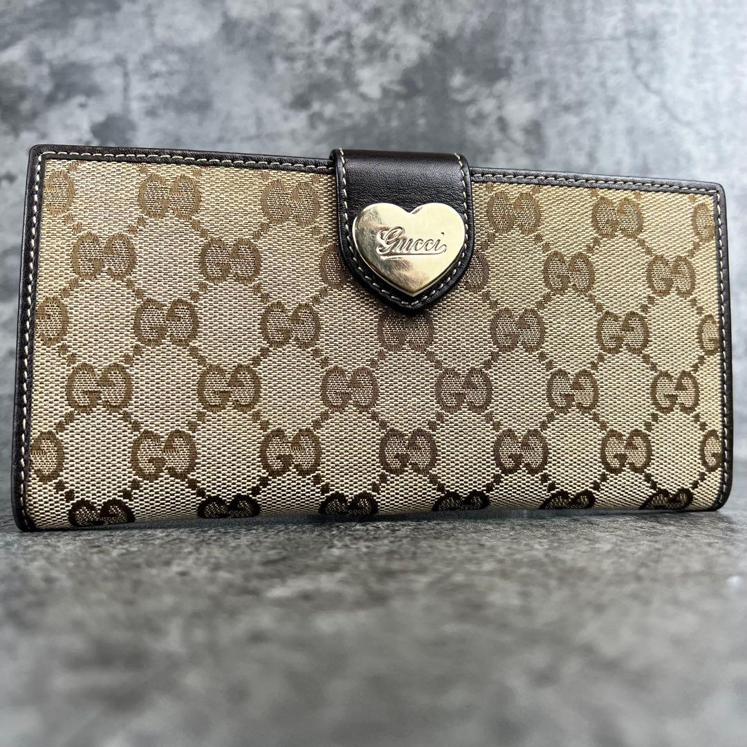 GUCCI GGキャンバス ラブリーハート 長財布 Wホック