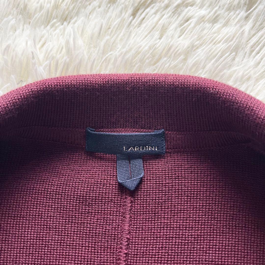 <美品>LARDINI ボルドー ウール ニット ジャケット サイズS相当
