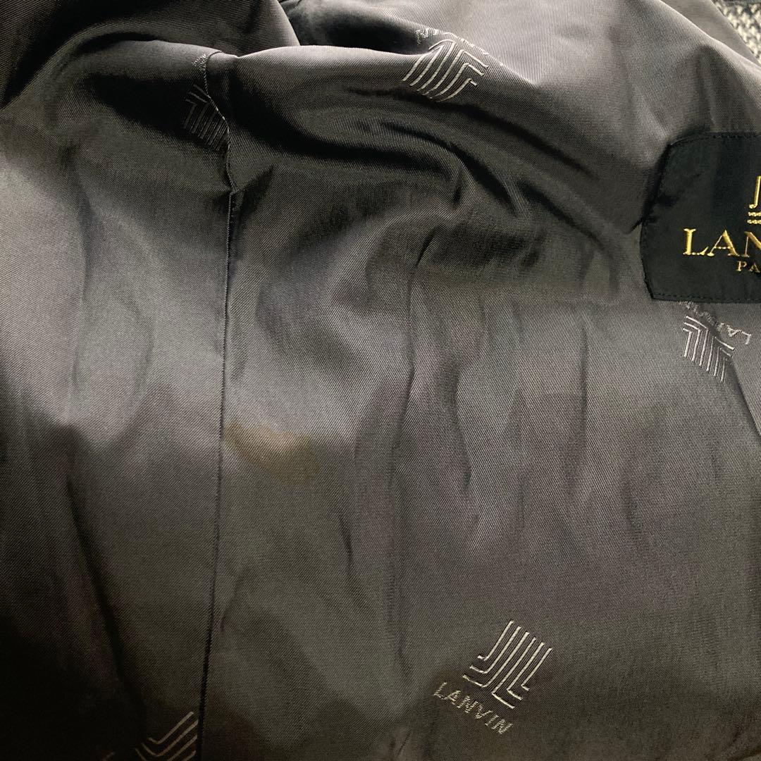 LANVIN ランバン　ステンカラーコート ブラックホワイトチェック　千鳥格子
