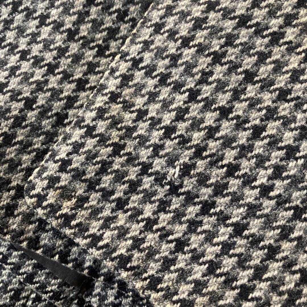 LANVIN ランバン　ステンカラーコート ブラックホワイトチェック　千鳥格子