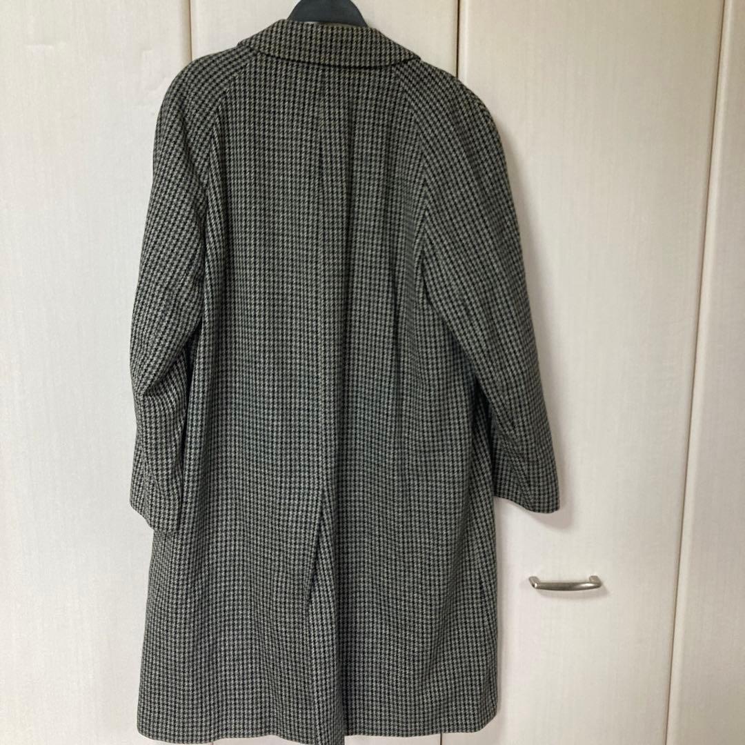 LANVIN ランバン　ステンカラーコート ブラックホワイトチェック　千鳥格子