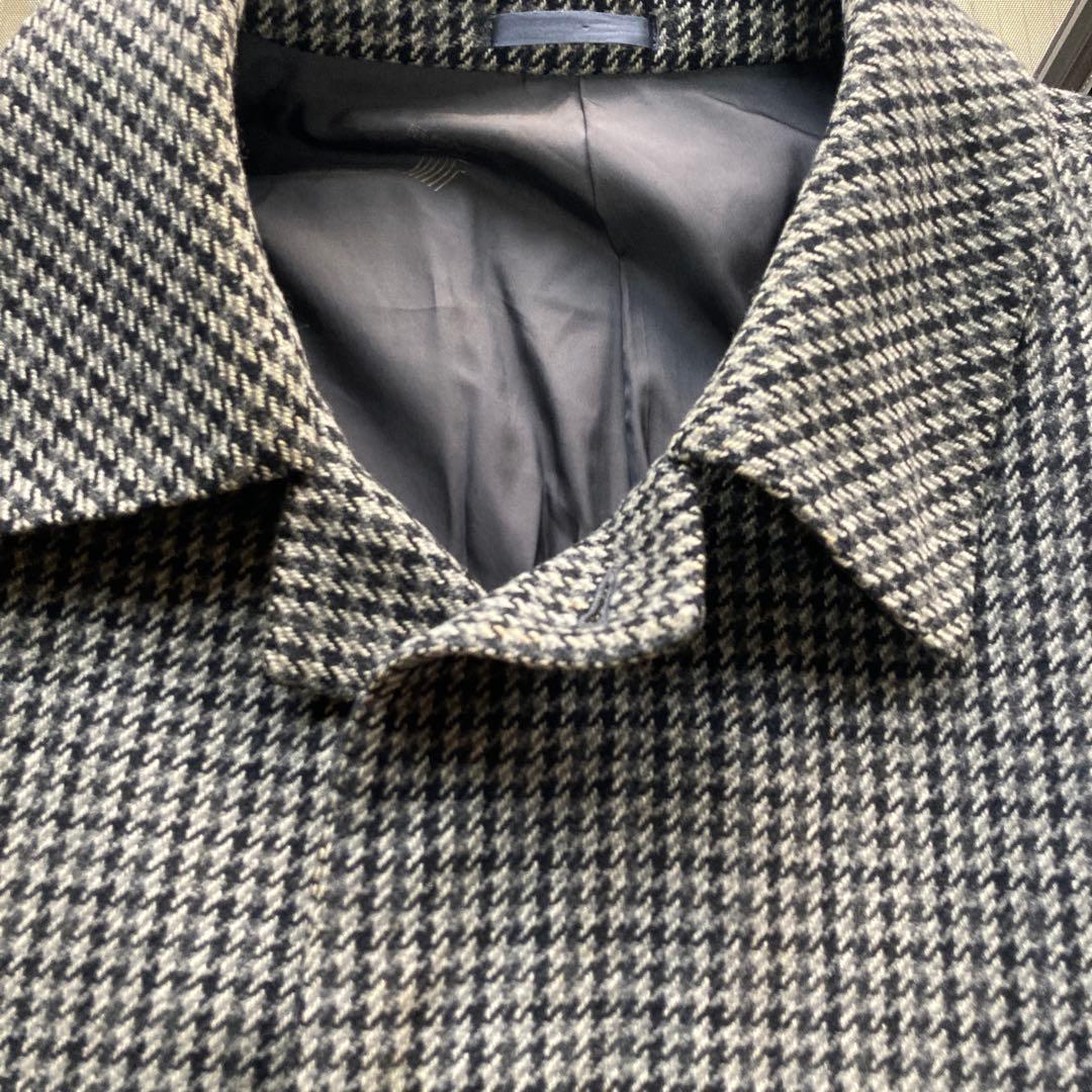 LANVIN ランバン　ステンカラーコート ブラックホワイトチェック　千鳥格子