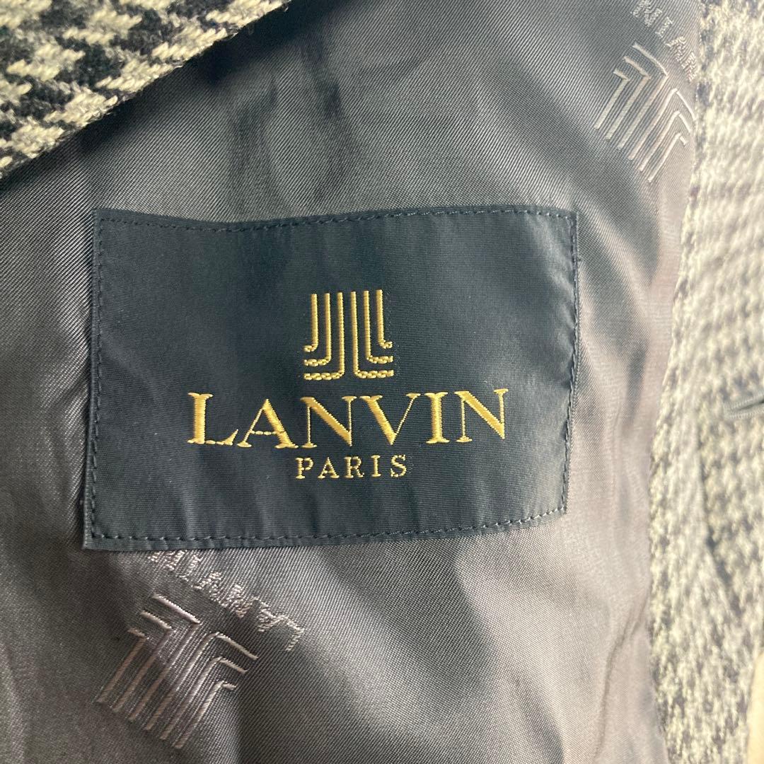 LANVIN ランバン　ステンカラーコート ブラックホワイトチェック　千鳥格子