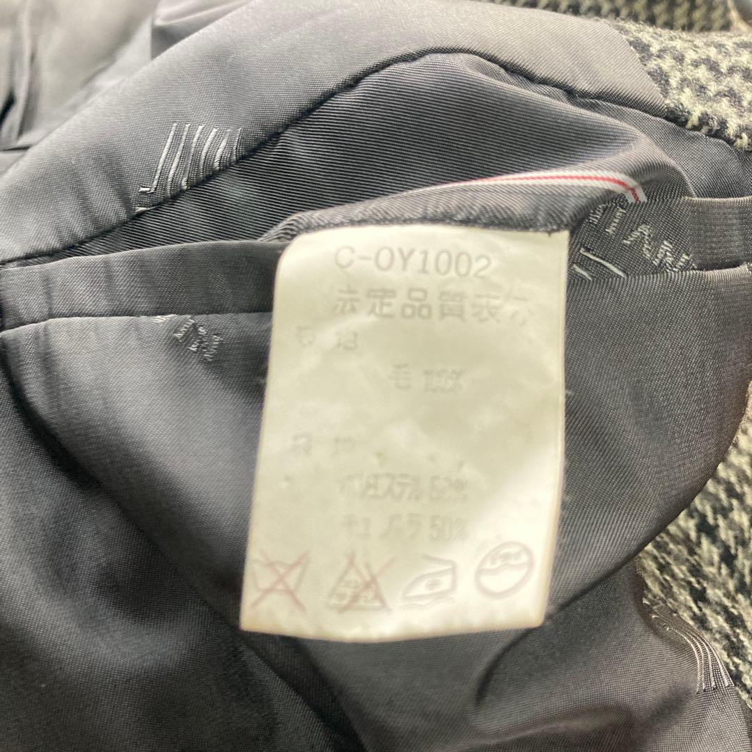 LANVIN ランバン　ステンカラーコート ブラックホワイトチェック　千鳥格子