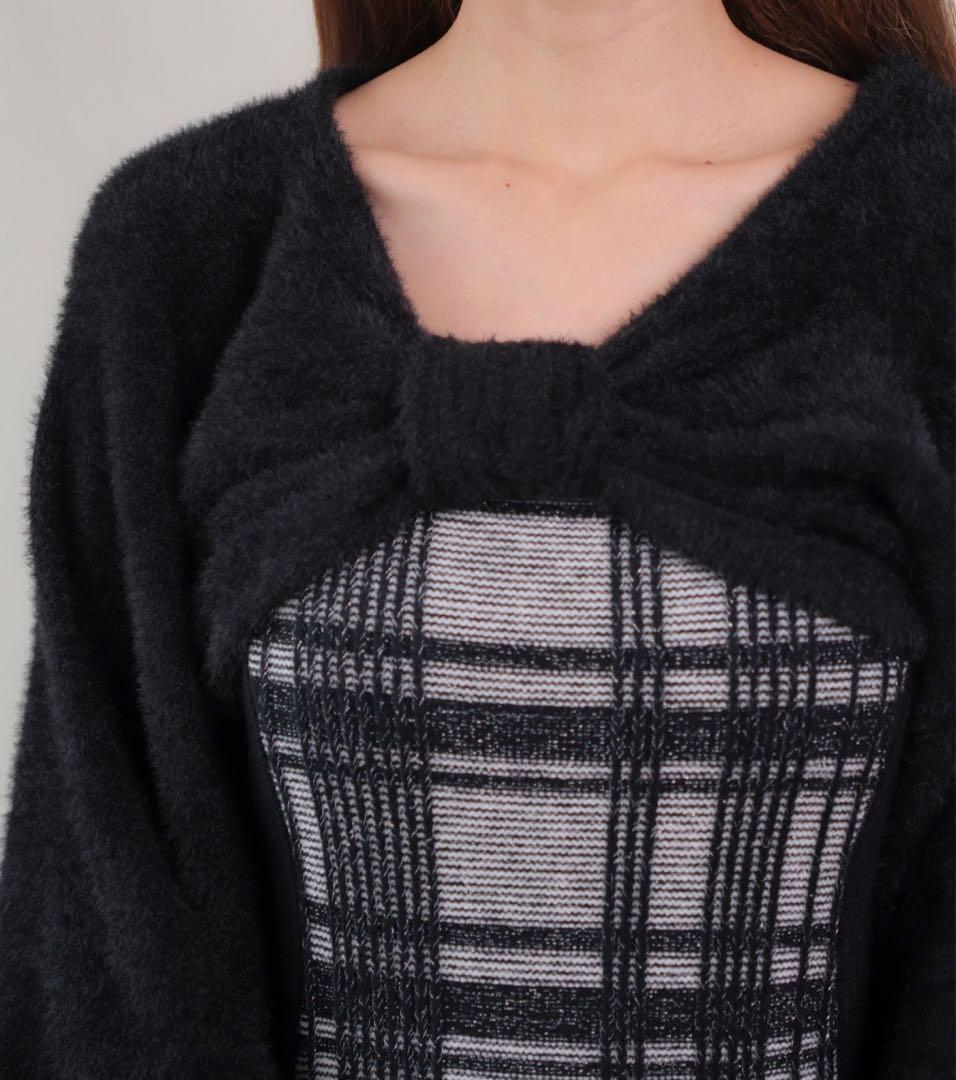 LIPSERVICE リボンフェザーアンサンブルニットワンピース