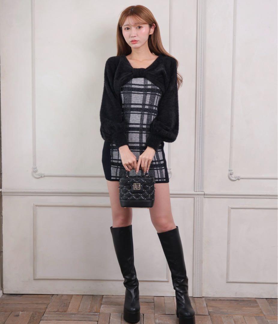 LIPSERVICE リボンフェザーアンサンブルニットワンピース