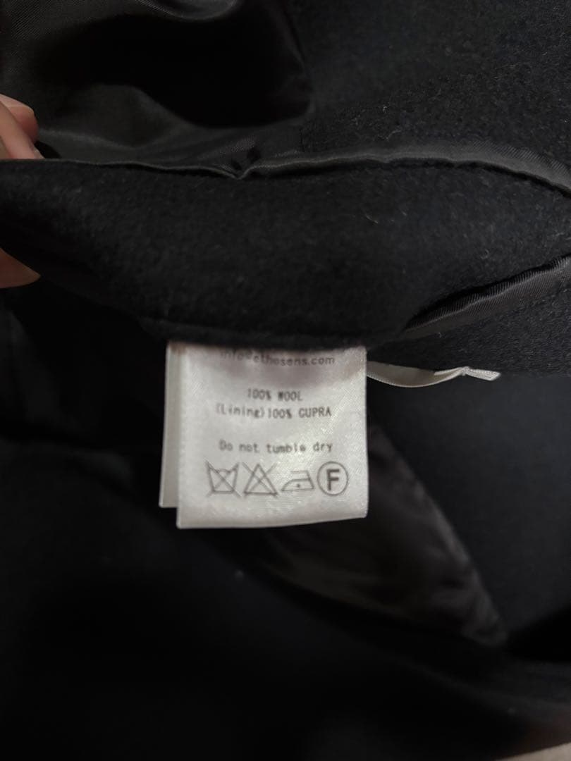 送料込✨美品　エトセンス　BLK/黒 ダブルブレスト チェスターコート