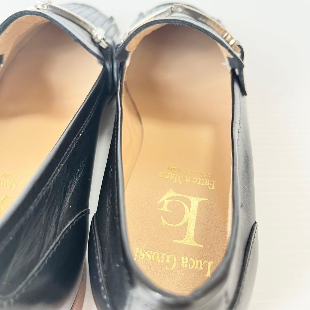 極美品✨ Luca Grossi ビット ローファー 黒 23 フリンジ レザー