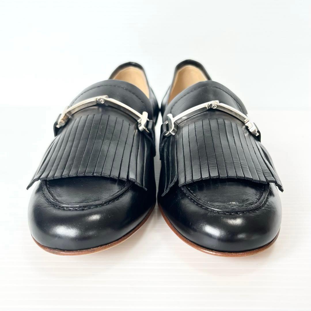 極美品✨ Luca Grossi ビット ローファー 黒 23 フリンジ レザー