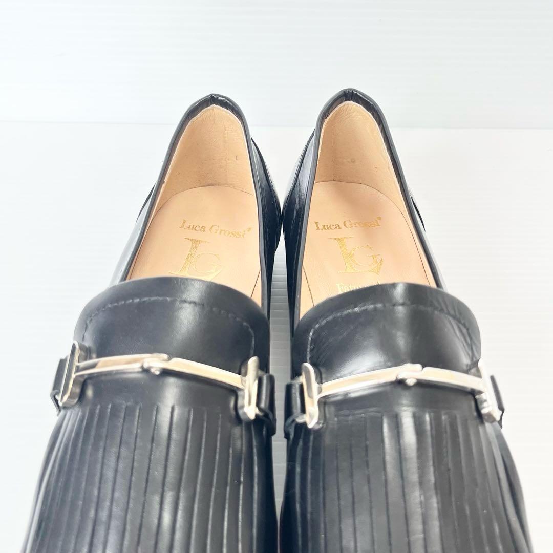 極美品✨ Luca Grossi ビット ローファー 黒 23 フリンジ レザー