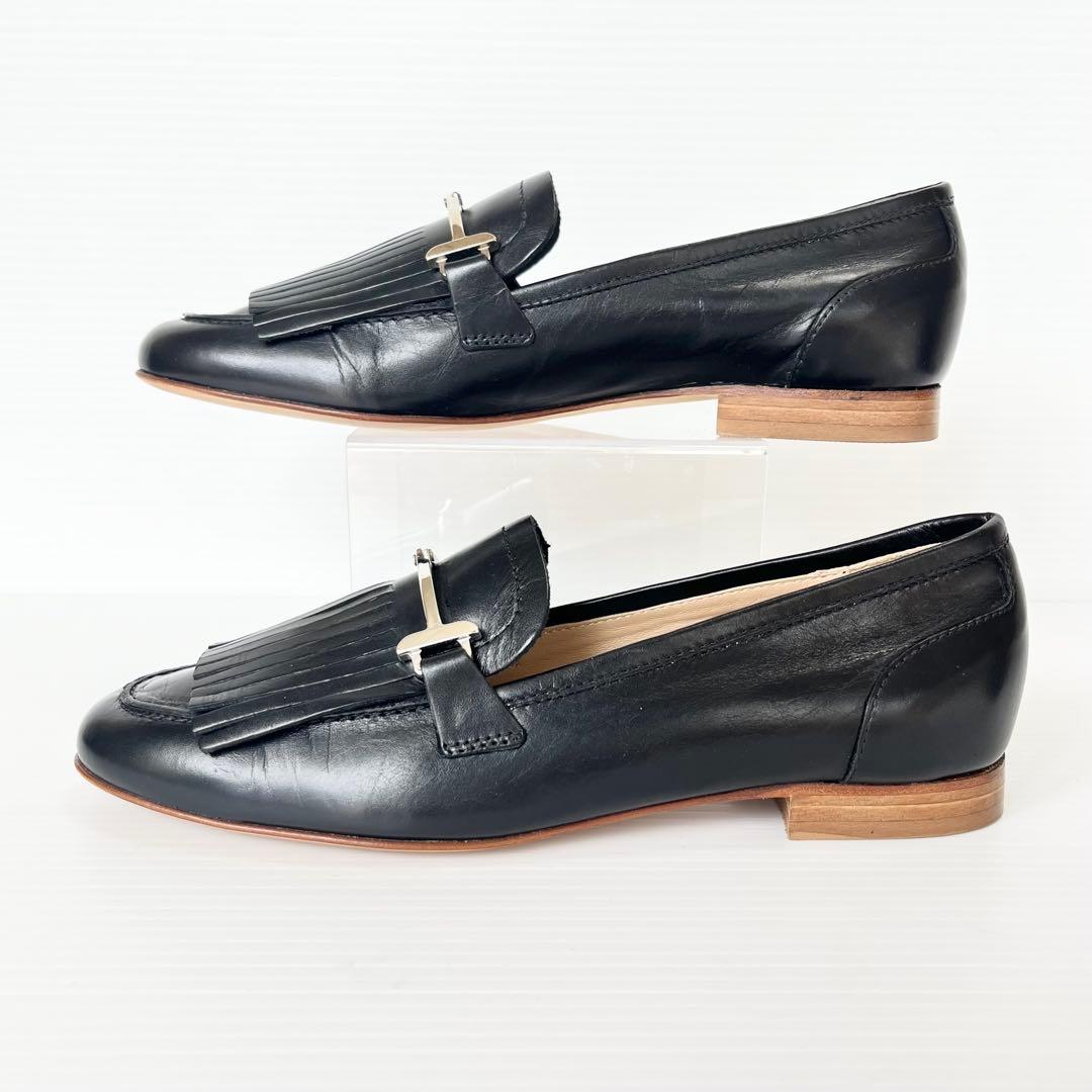 極美品✨ Luca Grossi ビット ローファー 黒 23 フリンジ レザー