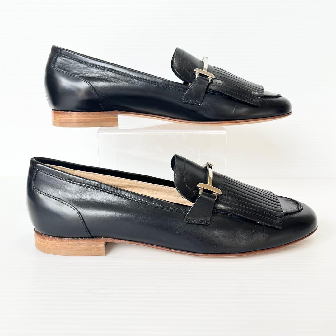 極美品✨ Luca Grossi ビット ローファー 黒 23 フリンジ レザー