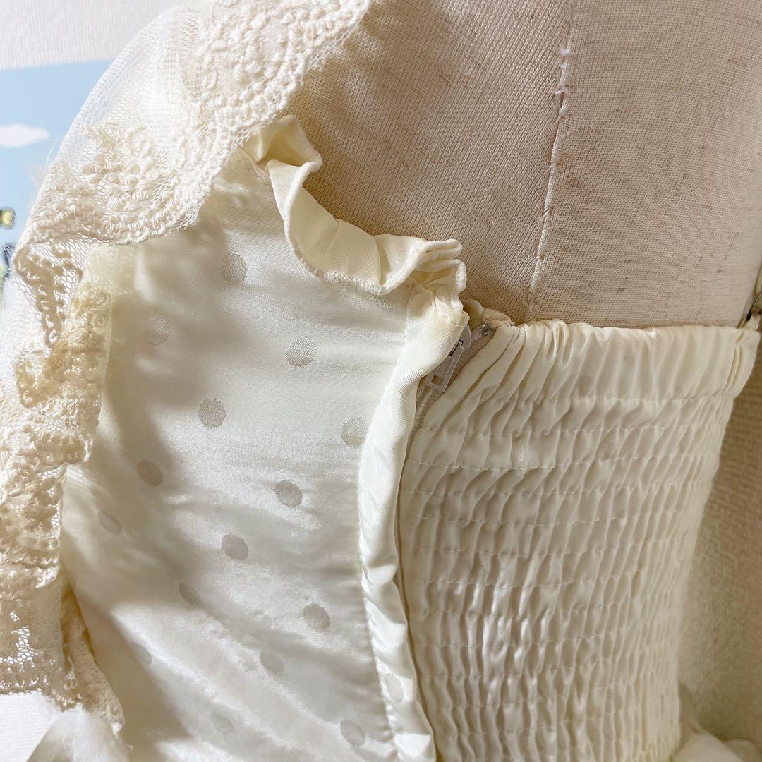 当時物LIZLISA ビッグリボン レース ドッド柄 ミニ丈ワンピ 姫カジ 冬