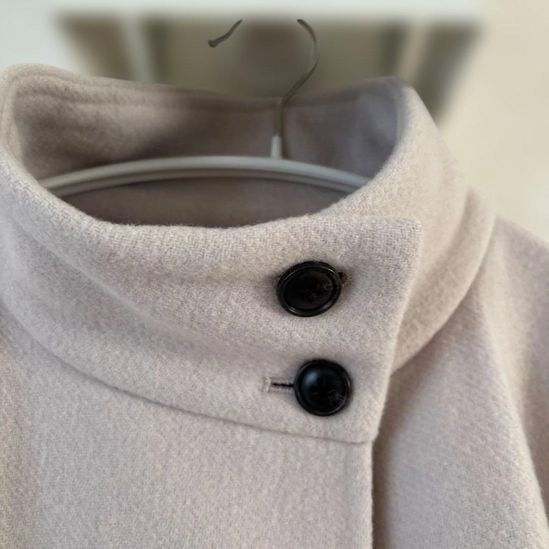 しらたま　アニュアンス ウール ポンチョ アイスグレー ベルト本革黒