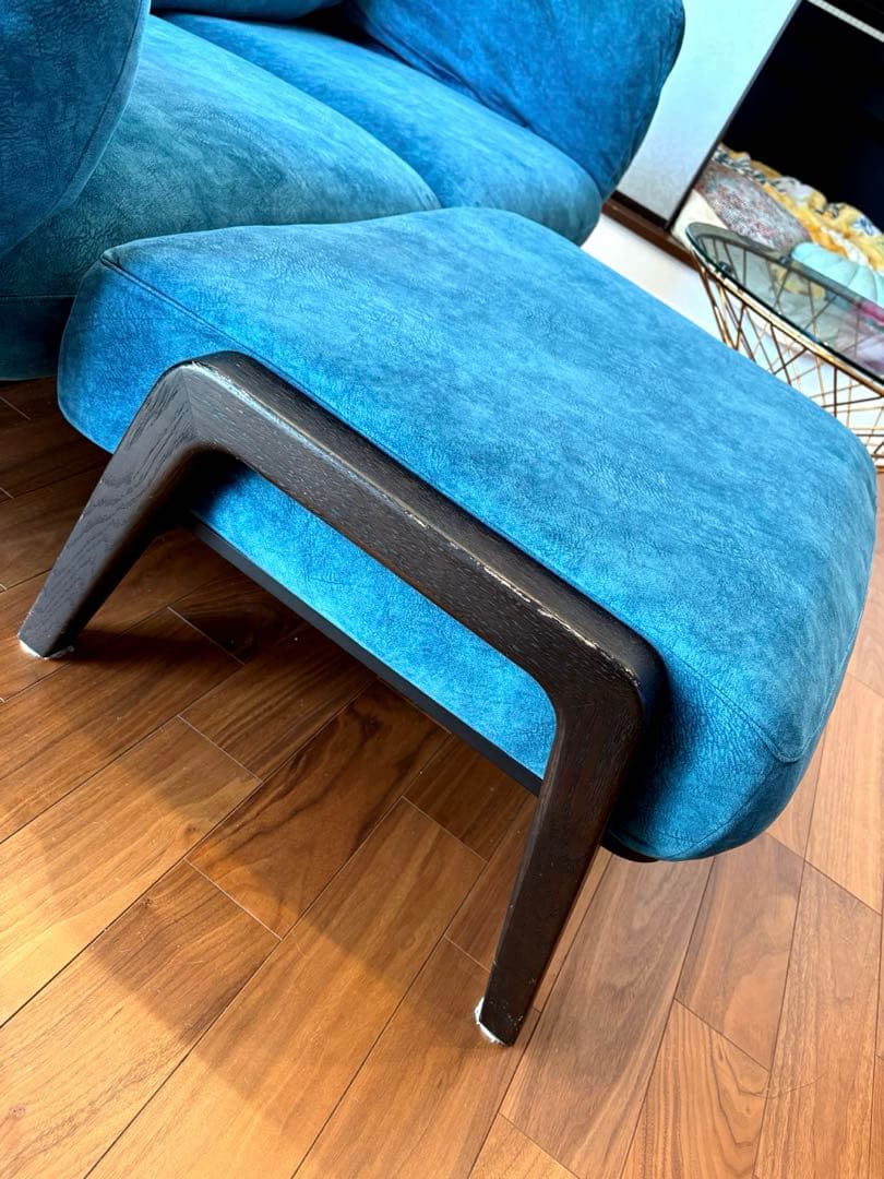 富士FURNITURE nagi 3pブルーファブリックソファ