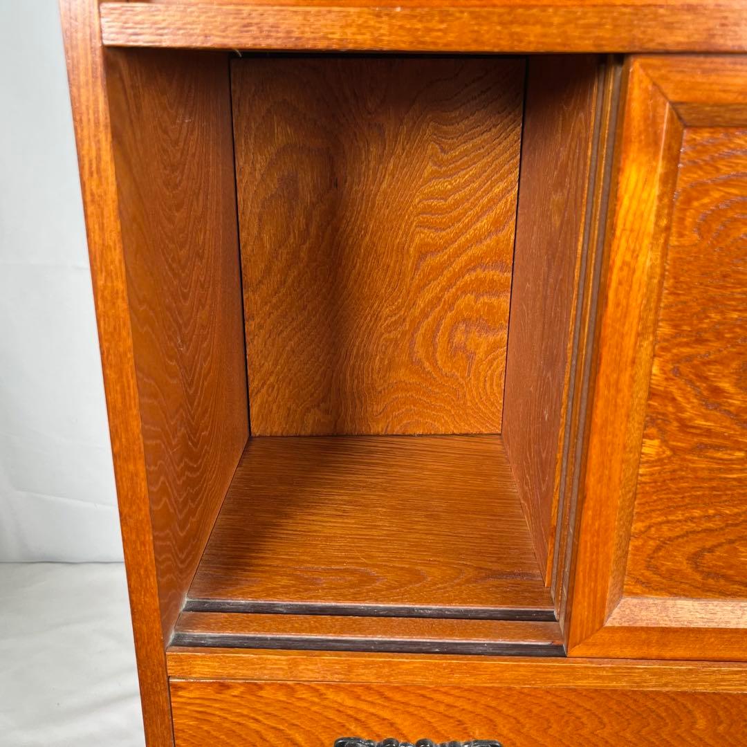 からくり箪笥 小型 ケヤキ調 和モダン 隠し収納 高級感美品希少一点物特価!