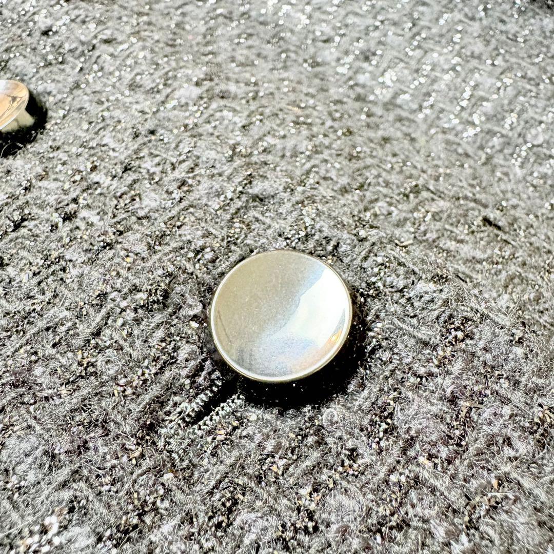 アルマーニ　コレッツォーニ　ファー付　ツイードショートコート　黒　40