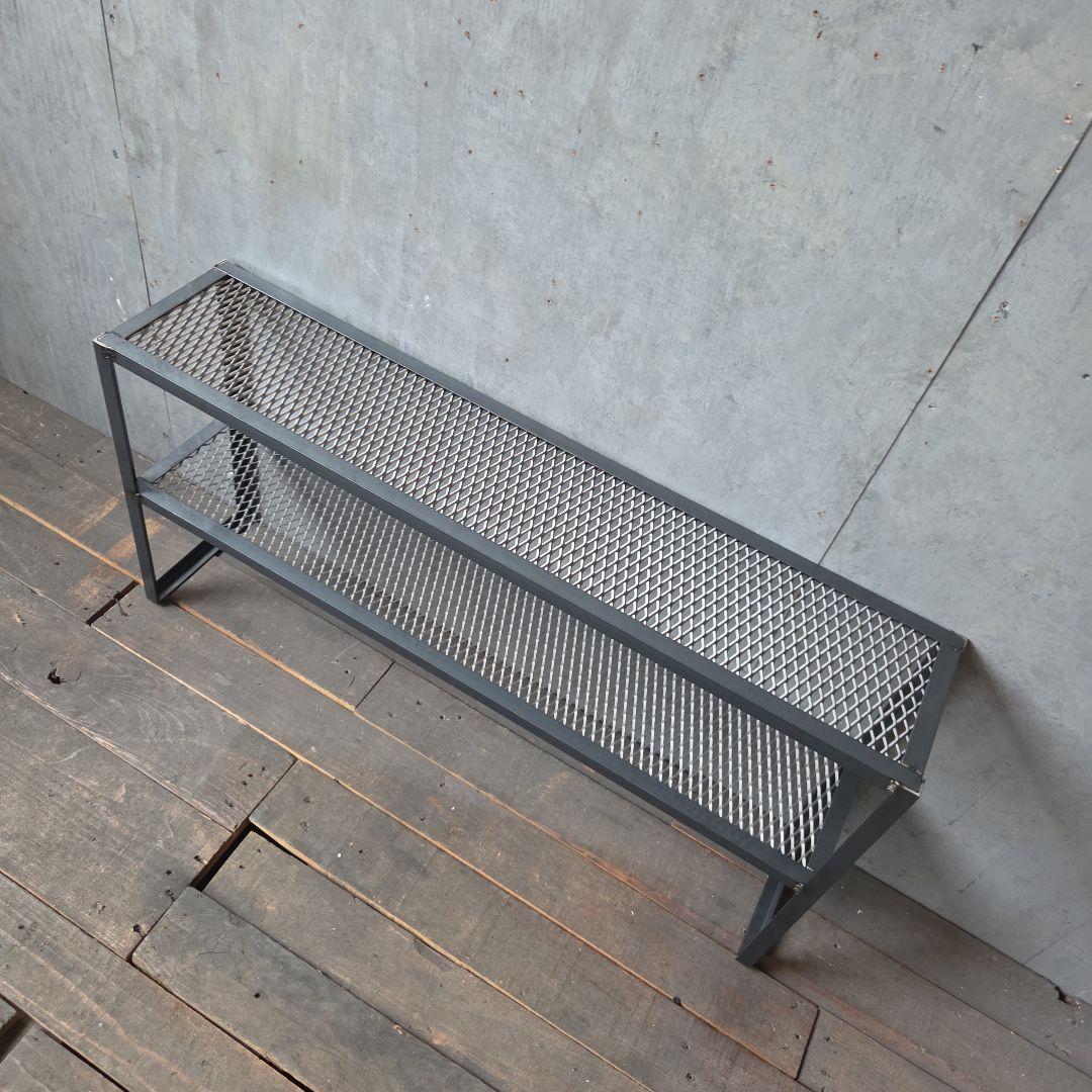 スチールラック メッシュデザイン 2段　シューズラック　エキスパンドメタル