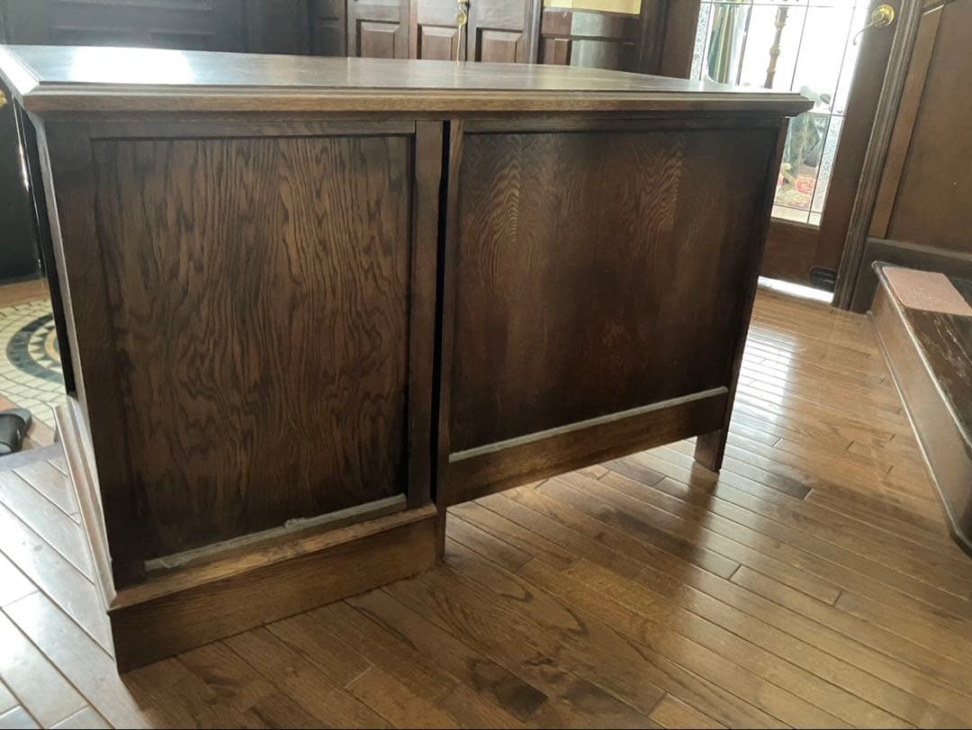 木製ダークブラウンデスク 引き出し3つ付き