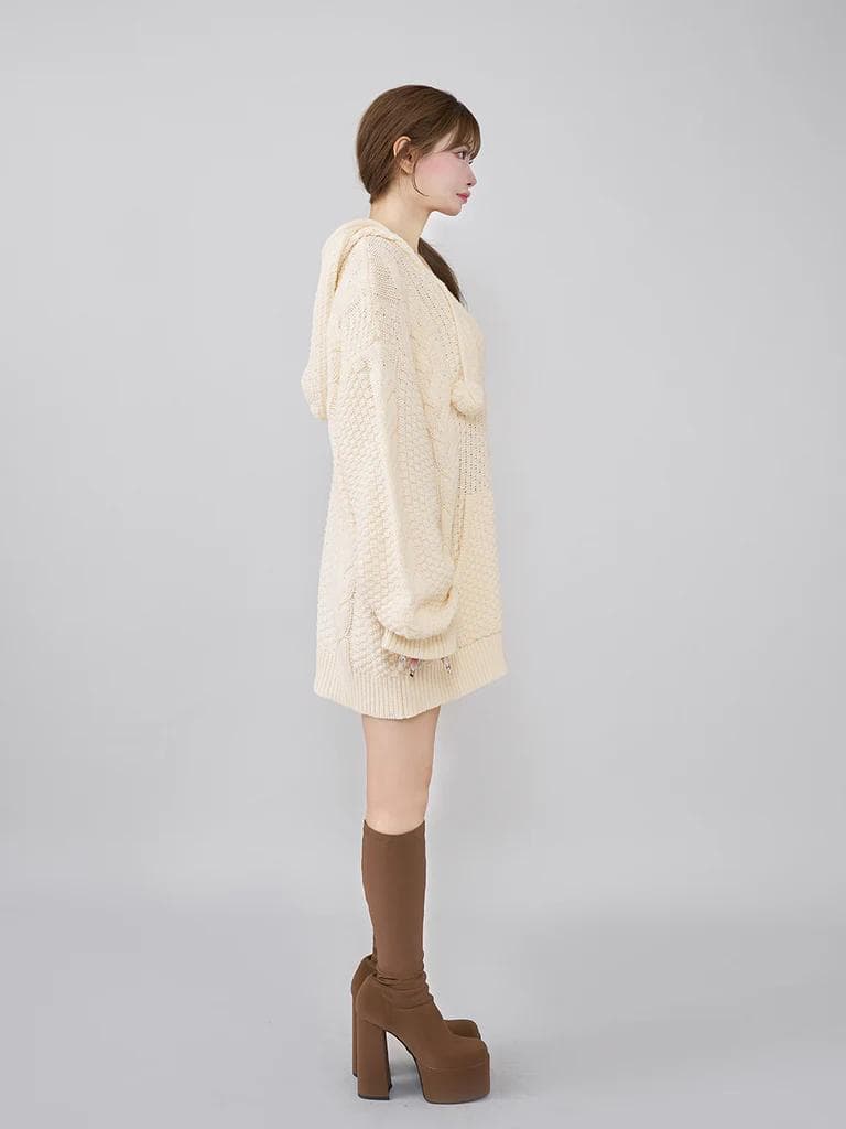 【未使用】Darich / ケーブルDDロゴVネックニットフーディ