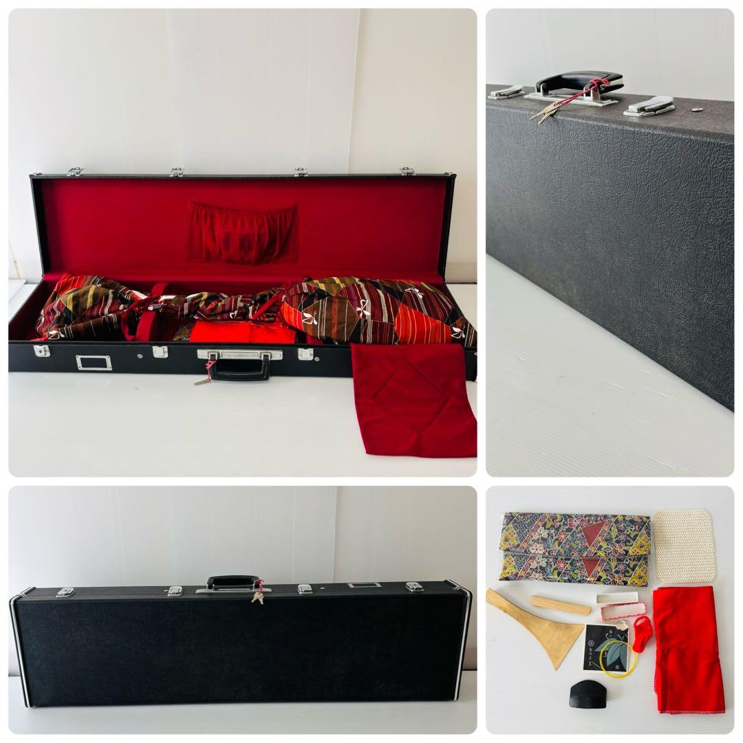 細棹三味線 上駒純銀 花梨 丸打胴 棹2.6cm バチ付 付属多数 和楽器